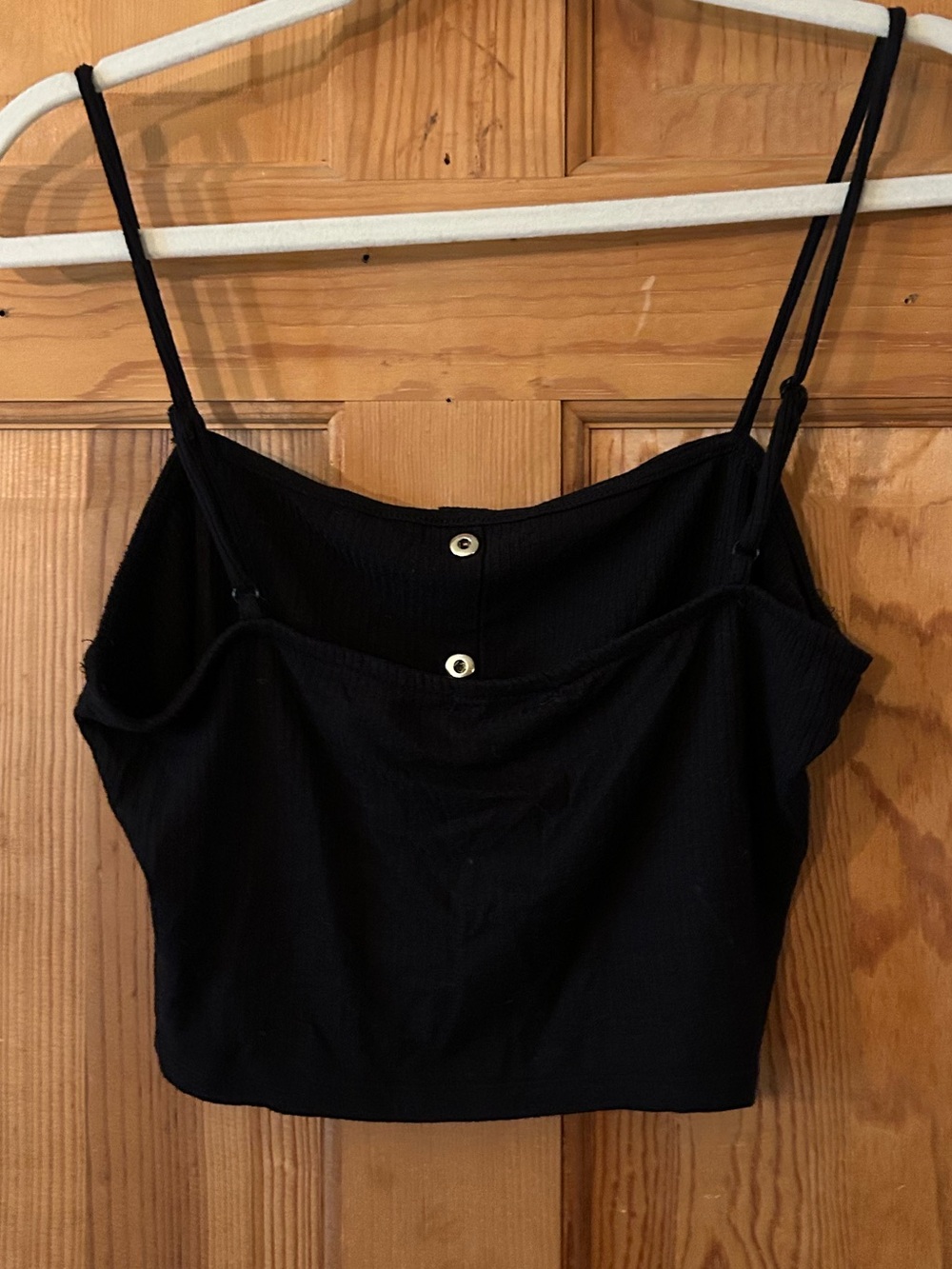 Heart Hips Black Ribbed Button-Front Cropped Cami - Picture 2 of 3